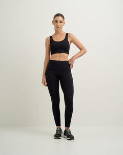 Legging deportivo control abdomen negro mujer
