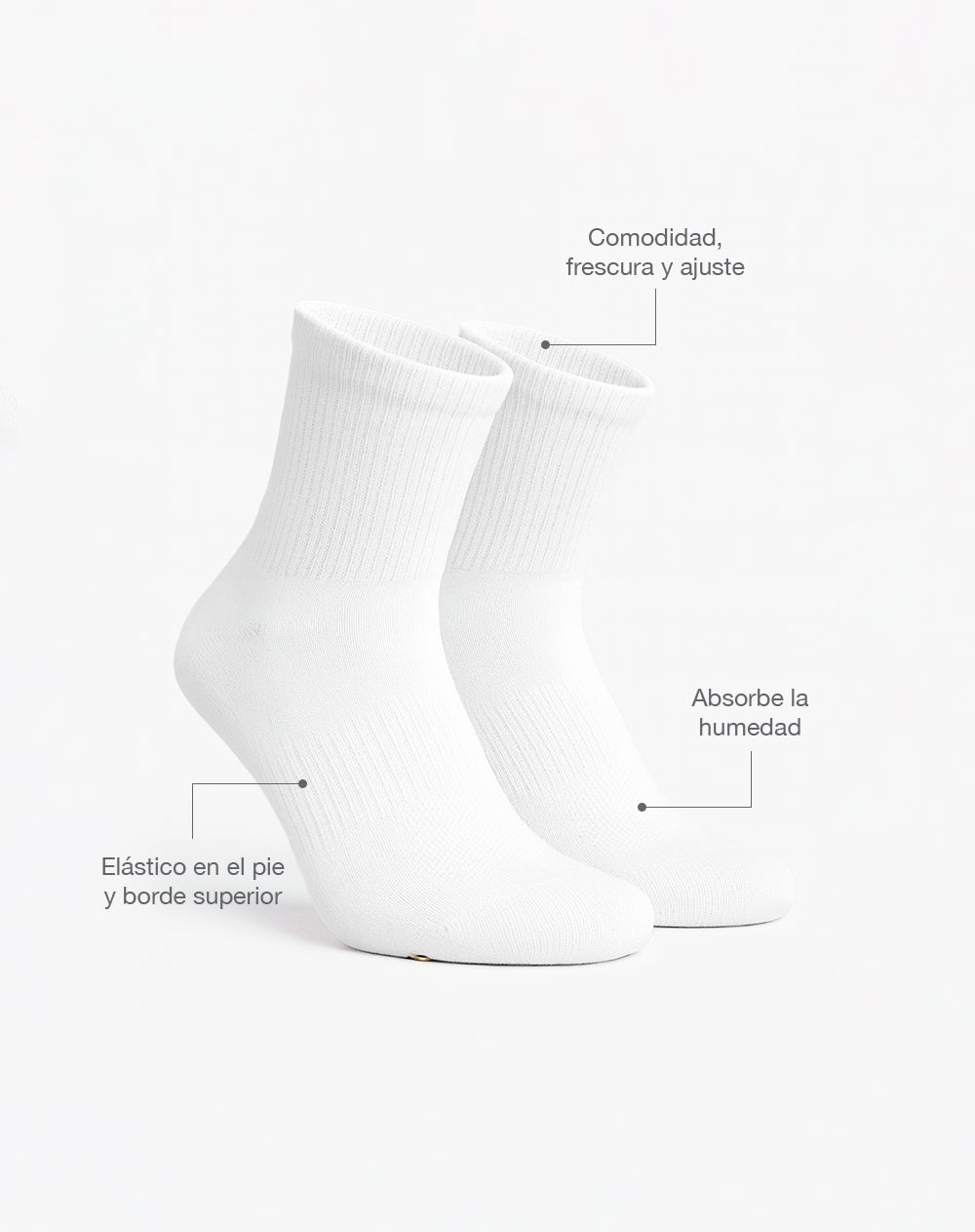 Medias deportivas hombre tobilleras algodón blancas