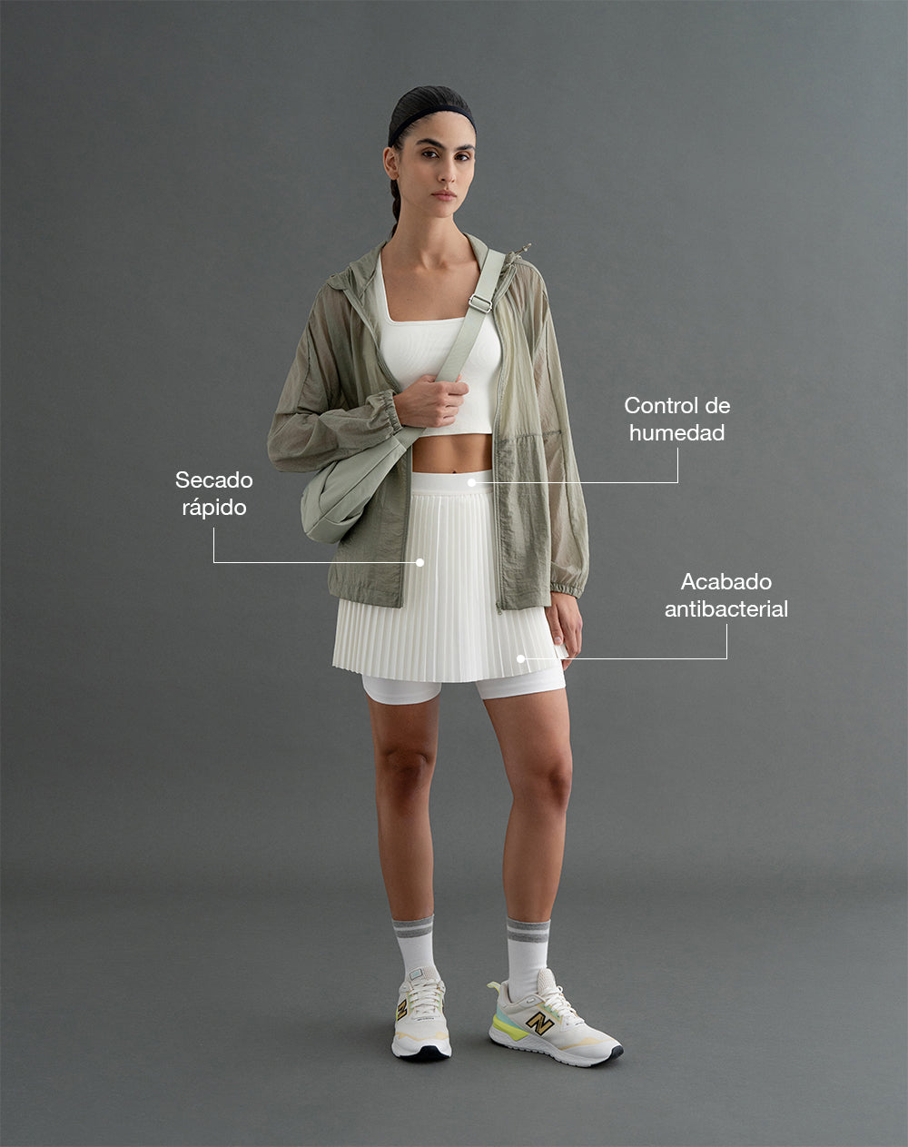 Falda de tenis ciclista interno blanca mujer