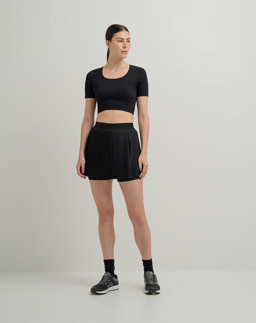 Falda de tenis ciclista interno negra mujer