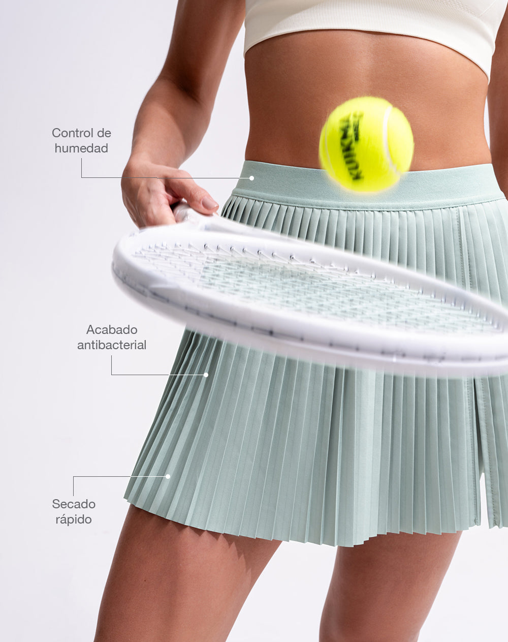 Falda de tenis ciclista interno verde mujer