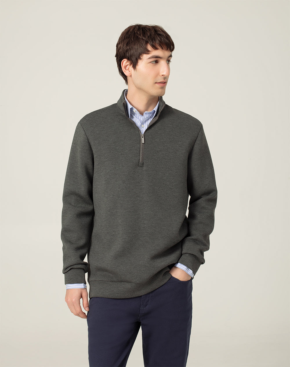 Buzo Cuello Alto Buzo De Lana Negro Buzo Regular Fit Gris Jaspe