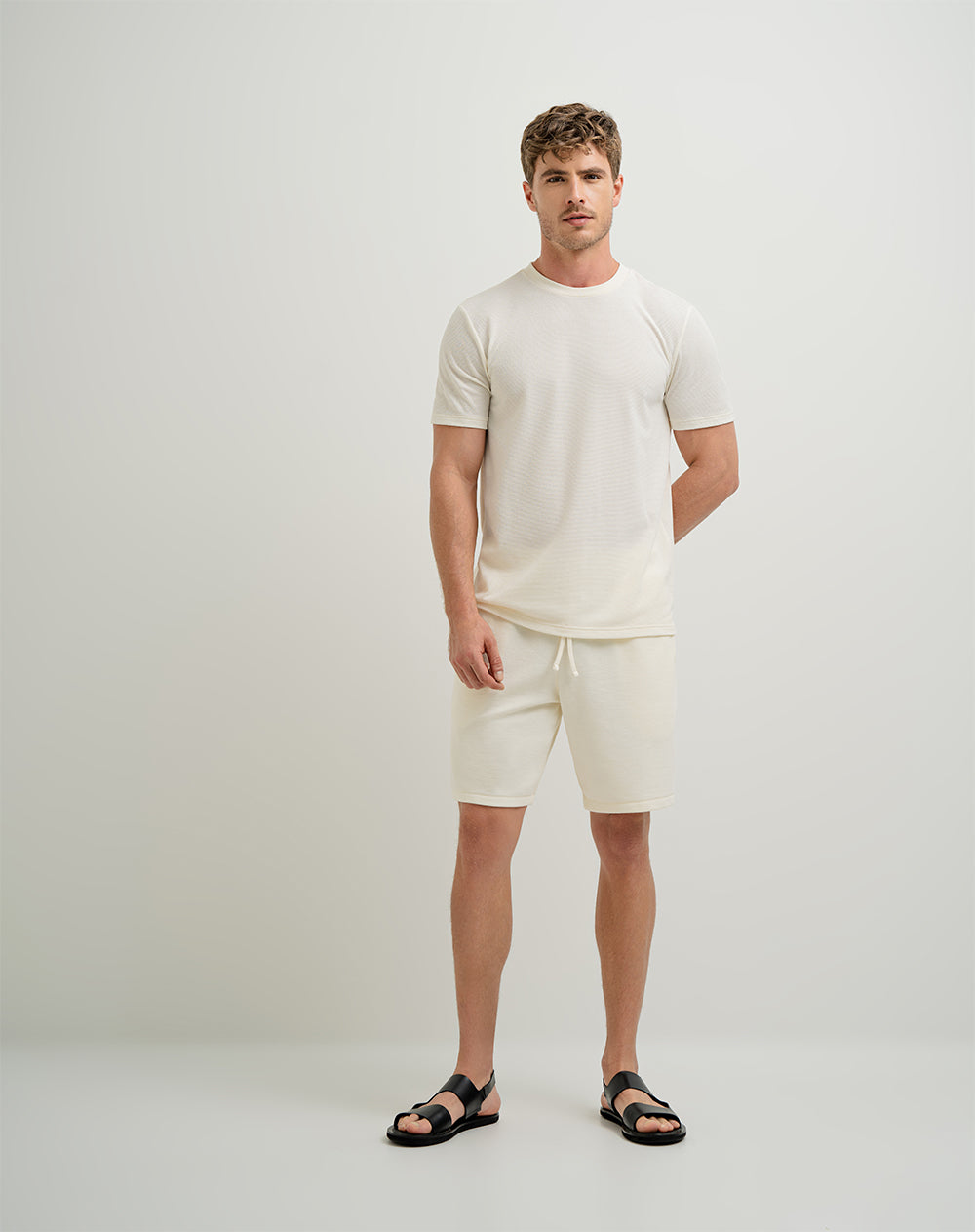 Bermuda en algodón semi ajustada crema hombre