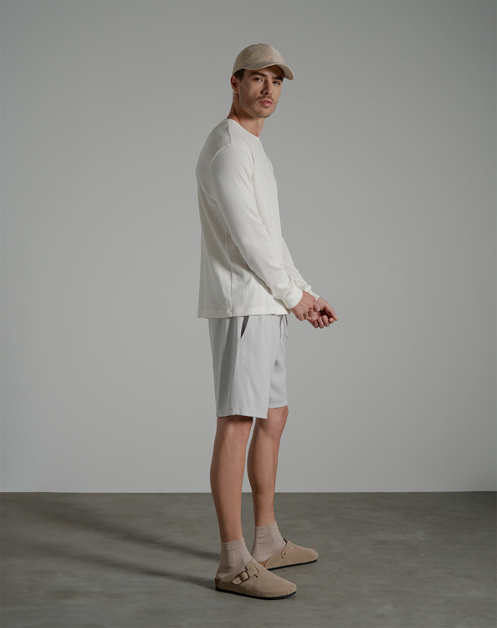 Bermuda algodón regular gris hombre