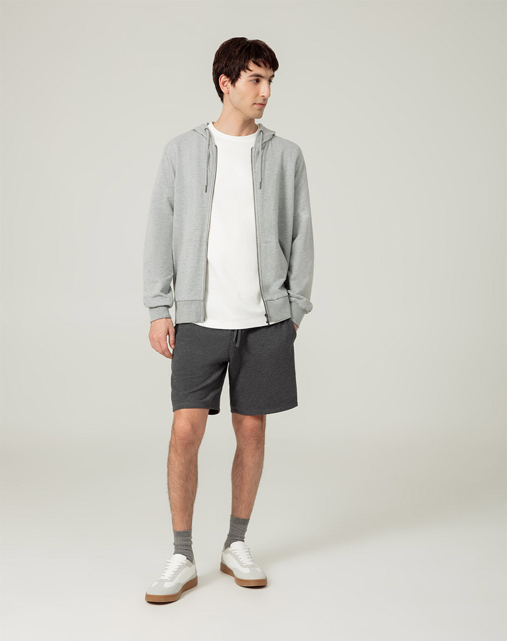 Bermuda regular algodón gris hombre