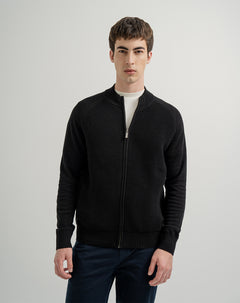 Suéter regular tejido de punto algodón negro hombre