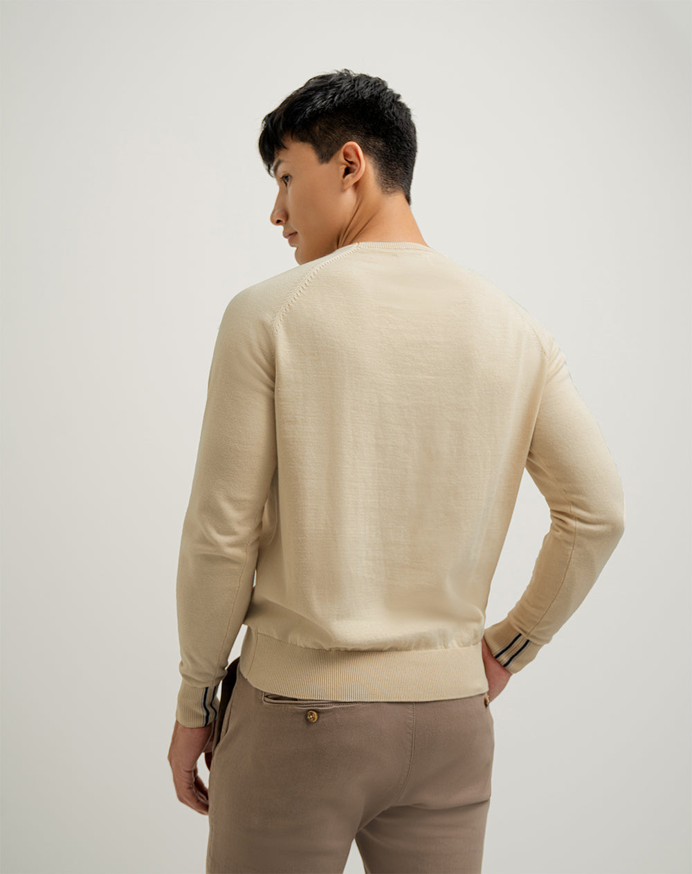 Suéter regular tejido de punto algodón habano hombre