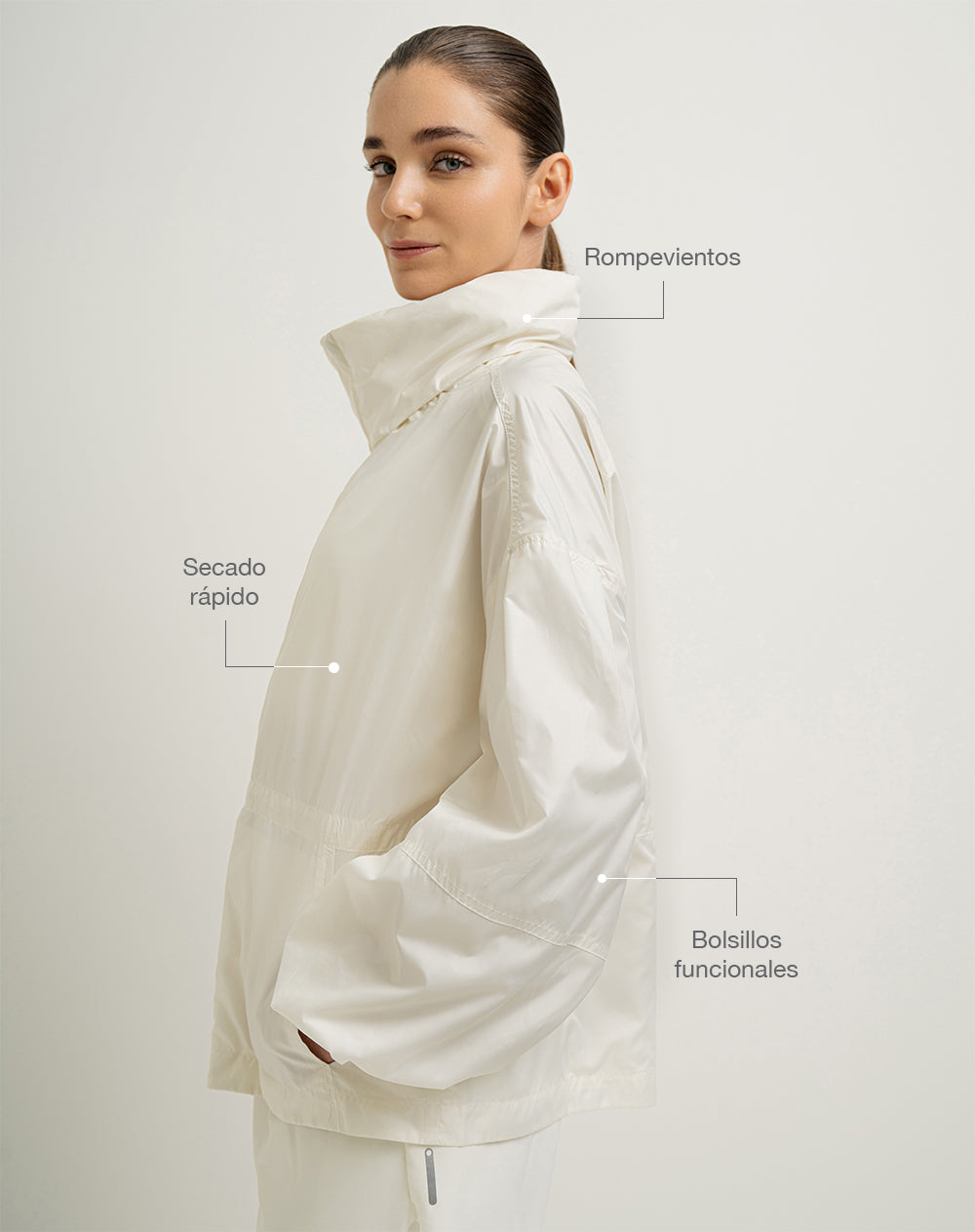 Chaqueta rompevientos oversize habana mujer