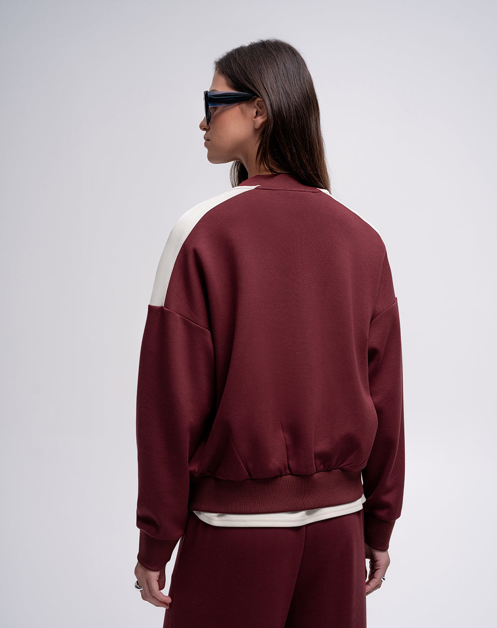 Chaqueta confort tacto suave vinotinto mujer