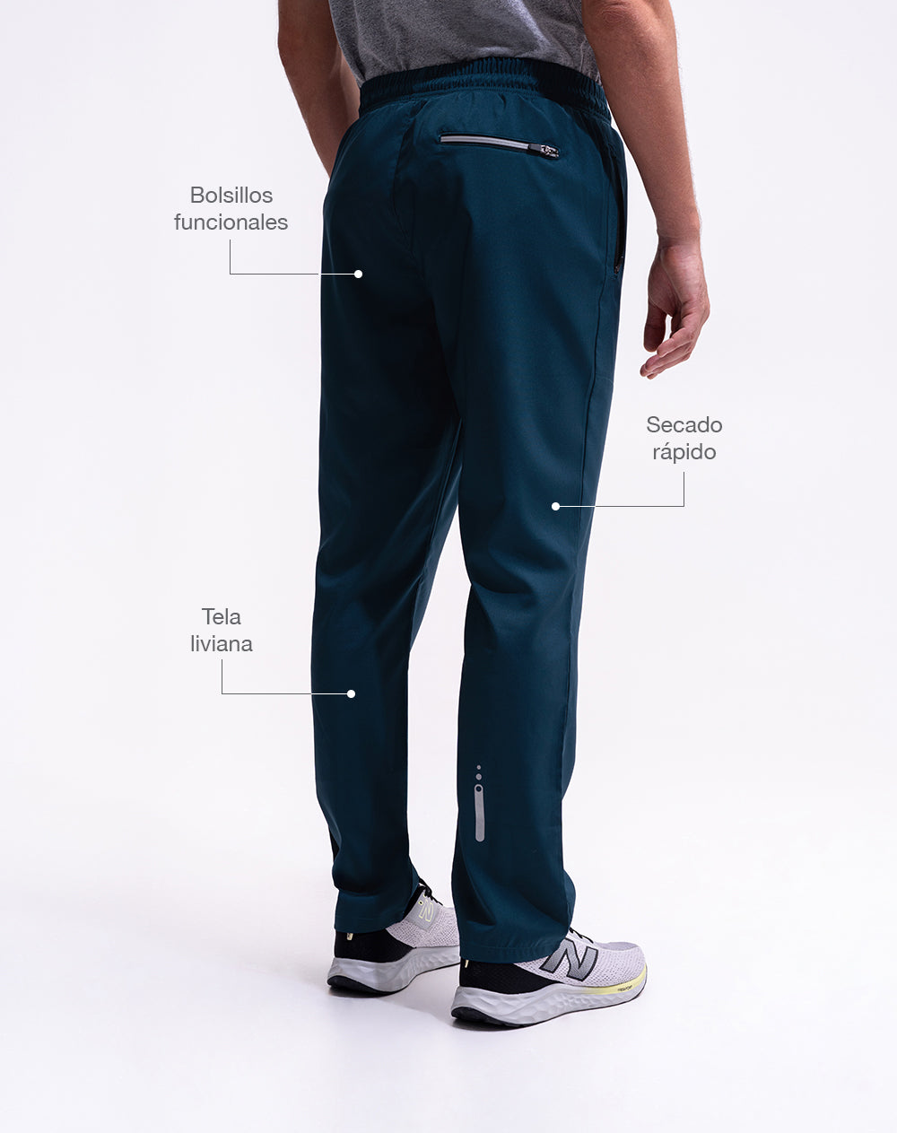 Pantalón deportivo secado rápido azul hombre