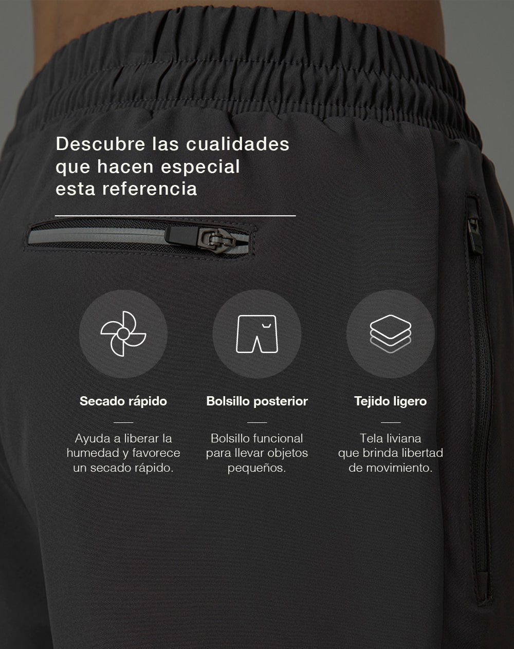 Pantalón deportivo secado rápido gris hombre
