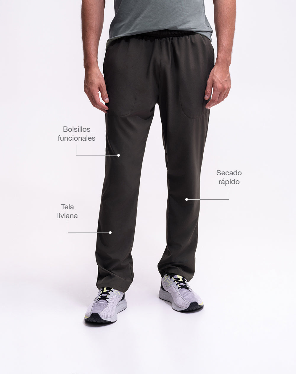 Pantalón deportivo secado rápido verde hombre