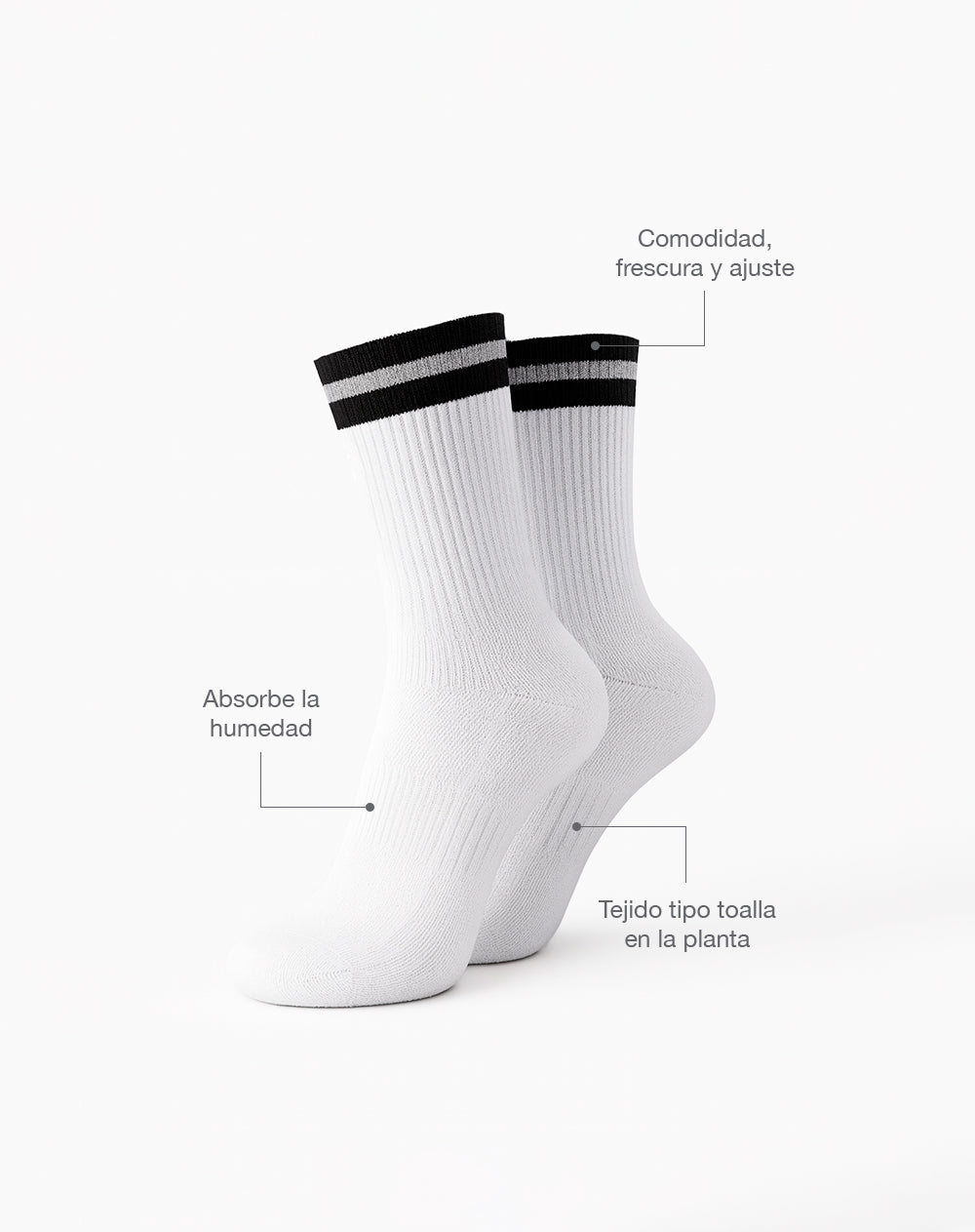 Medias deportivas unisex largas algodón blancas