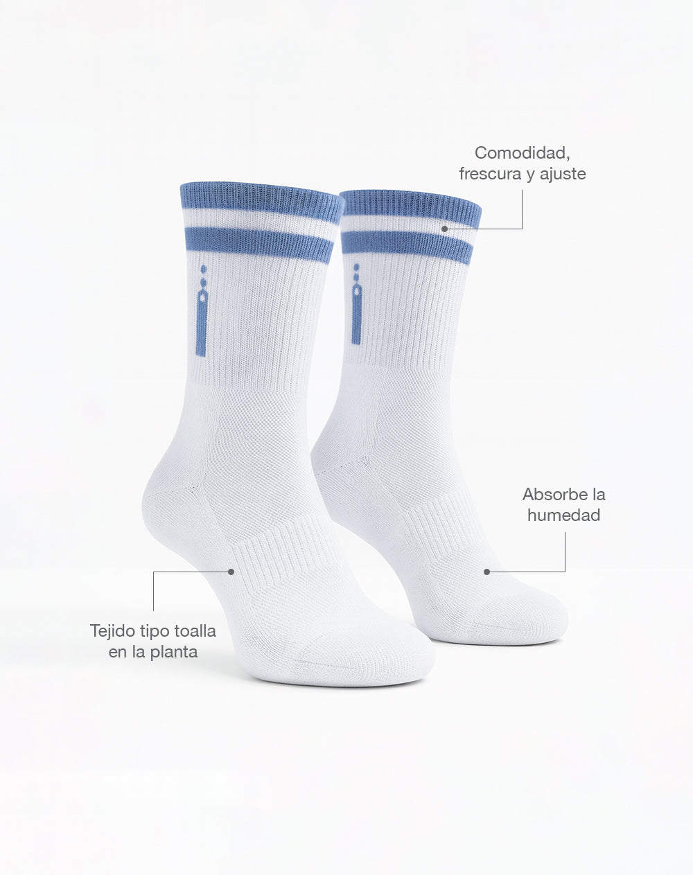 Medias deportivas unisex largas algodón blancas