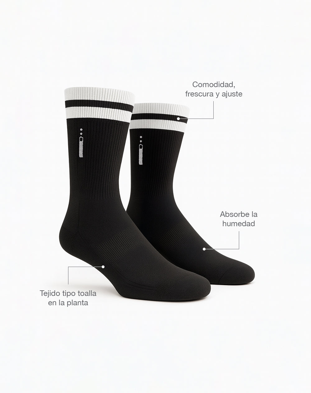 Medias deportivas unisex largas algodón negras