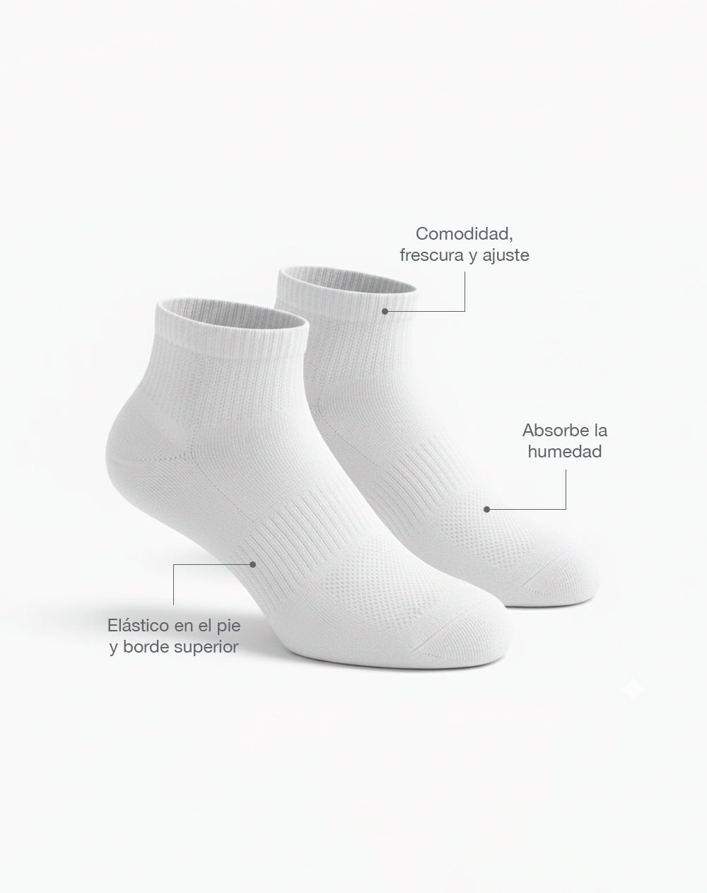 Medias deportivas mujer tobilleras algodón blancas