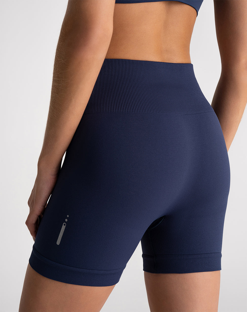 Biker deportivo seamless control abdomen azul mujer