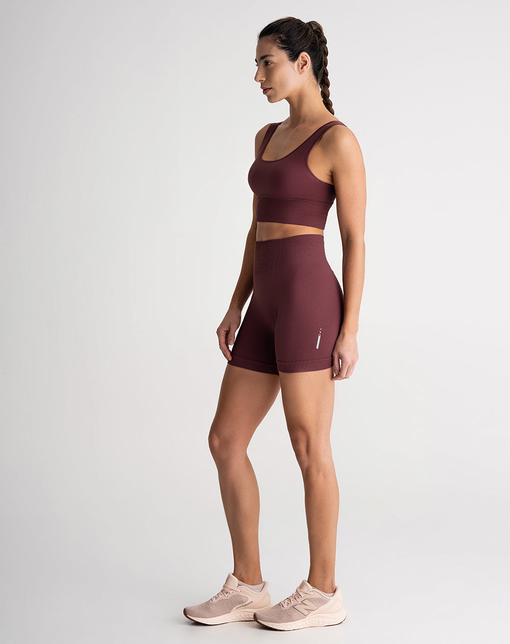 Biker deportivo seamless control abdomen vino tinto mujer