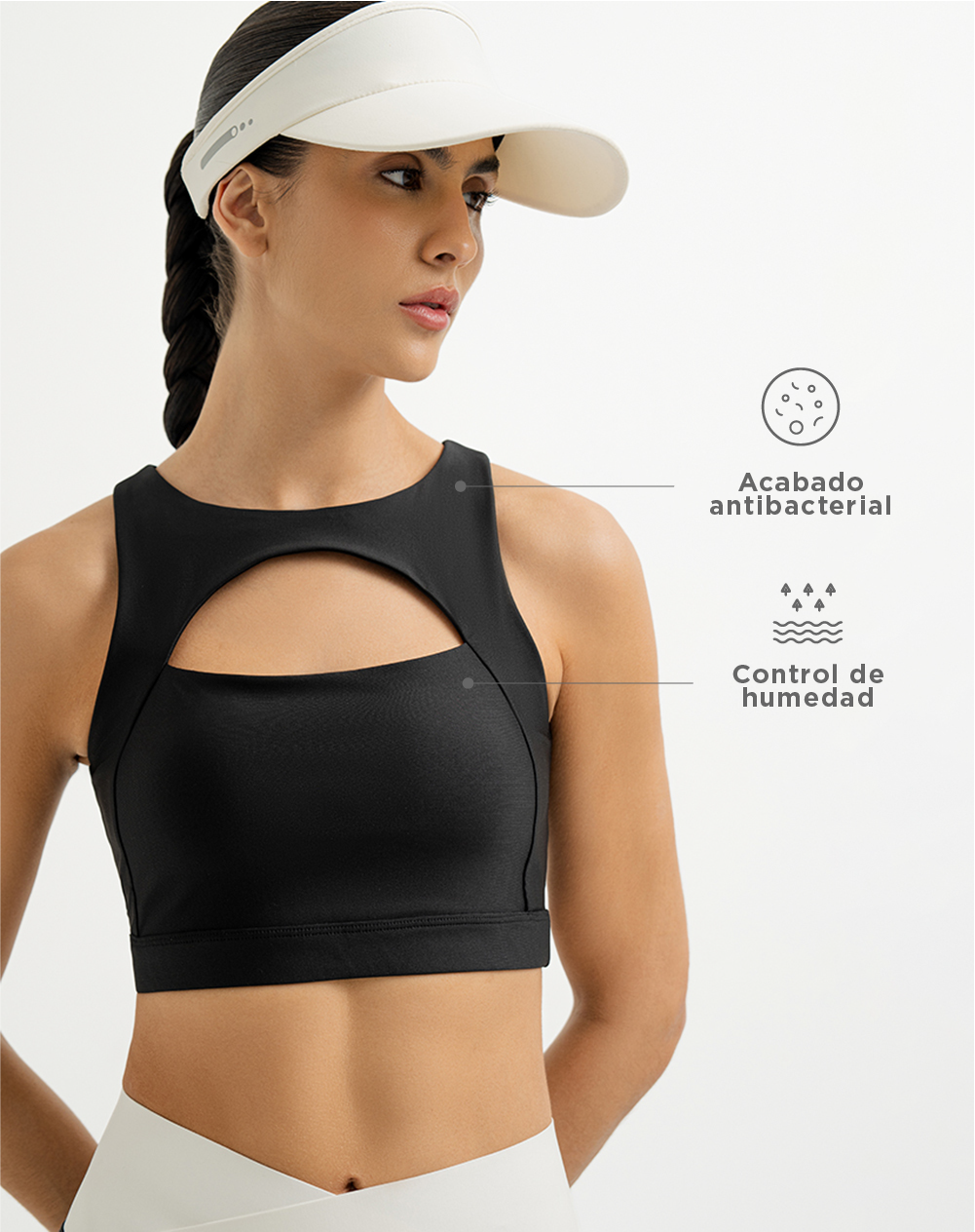 Top deportivo soporte medio control humedad negro