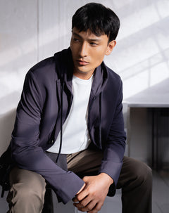 Blazer regular con capucha azul hombre