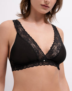 Top soporte medio encaje negro