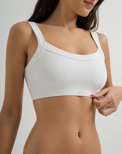 Top soporte alto seamless cargaderas anchas blanco