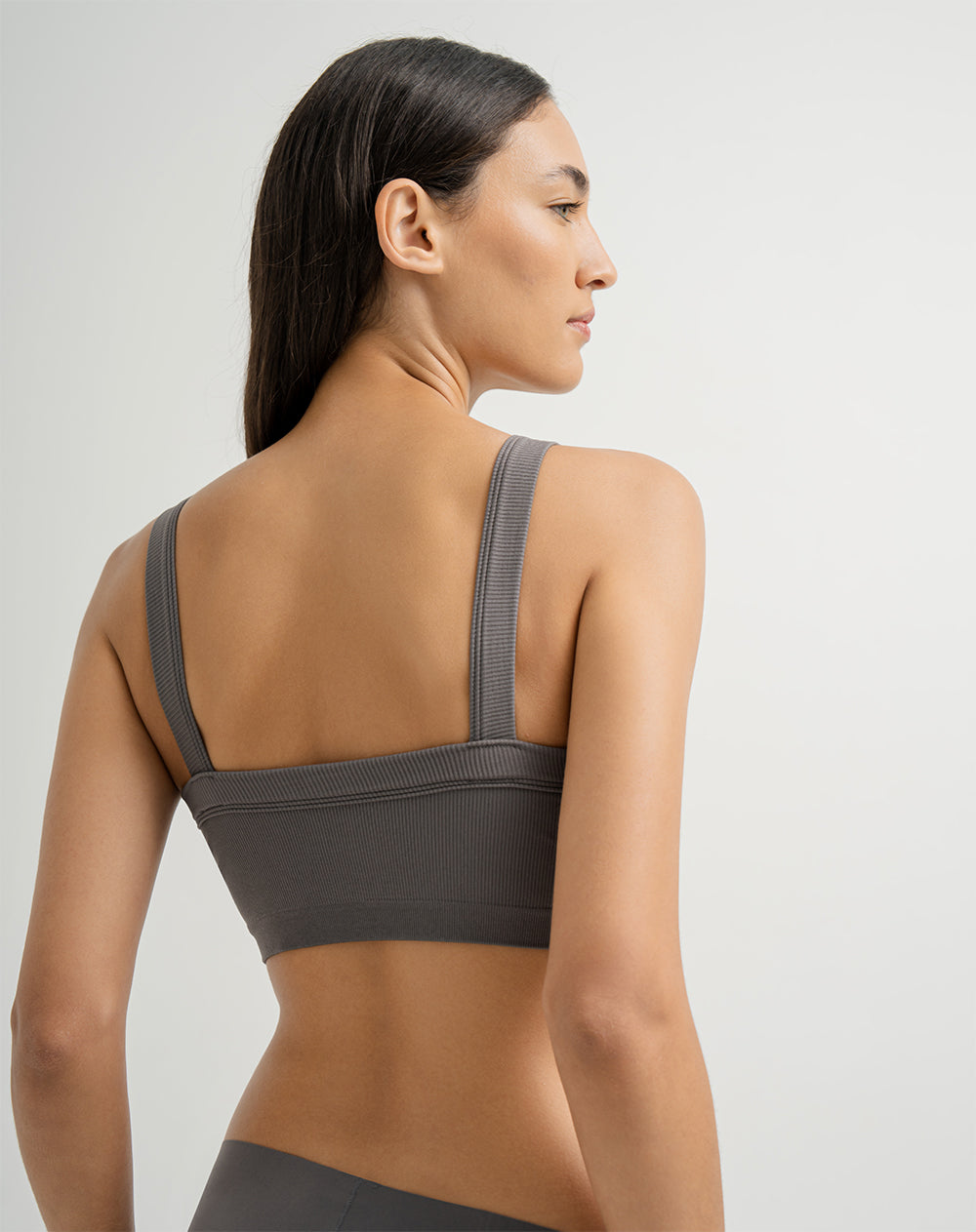 Top soporte alto seamless gris