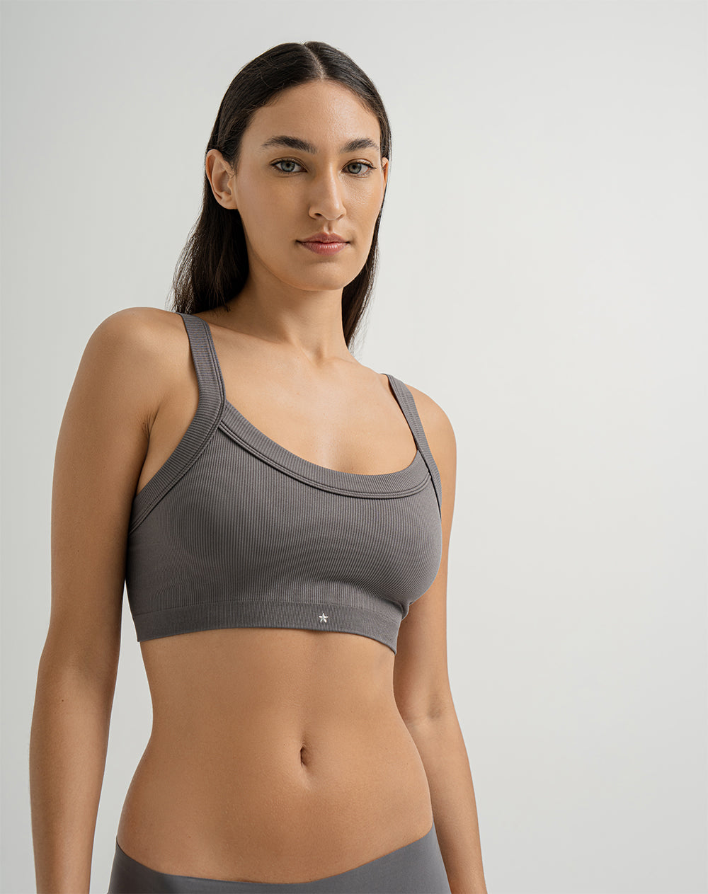 Top soporte alto seamless gris