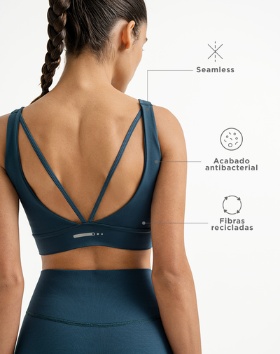 Top tiras anchas tiro medio azul