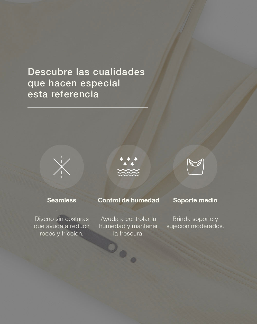 Top deportivo soporte medio seamless habano