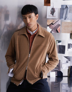 Chaqueta regular cuero café hombre