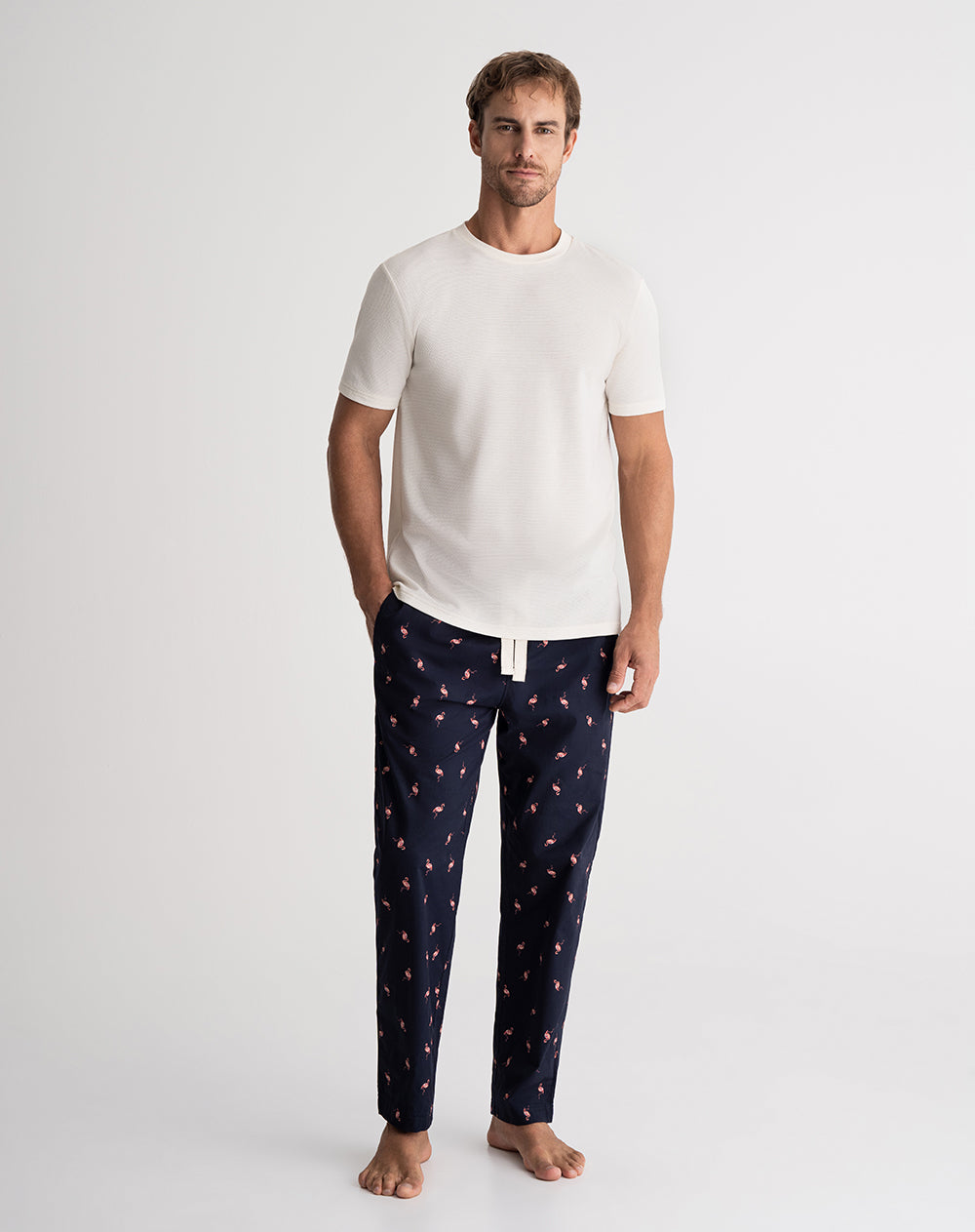 Pantalón de pijama hombre algodón largo estampado