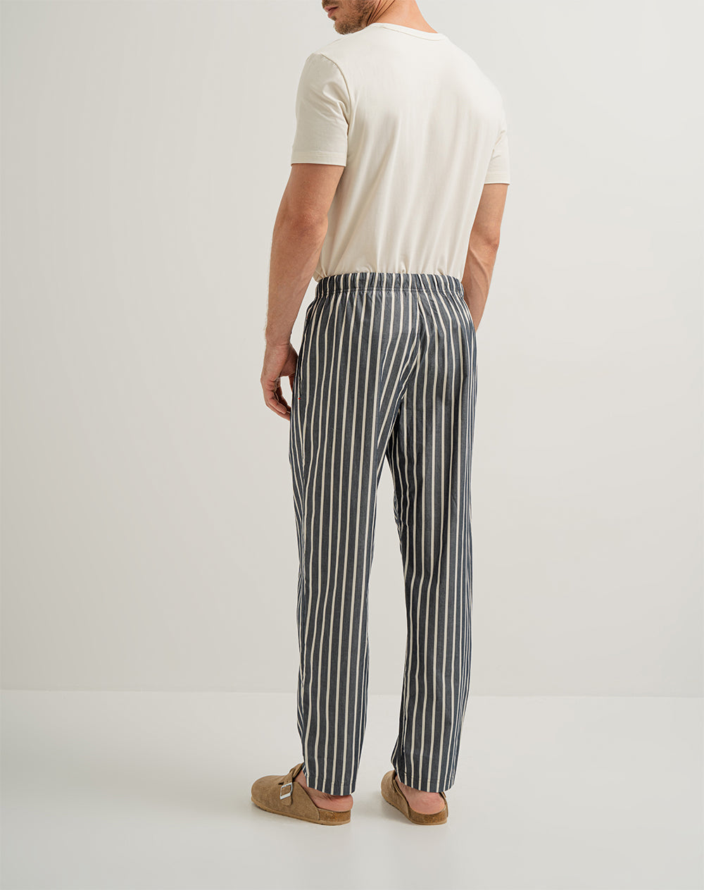 Pantalón de pijama hombre algodón largo azul rayas