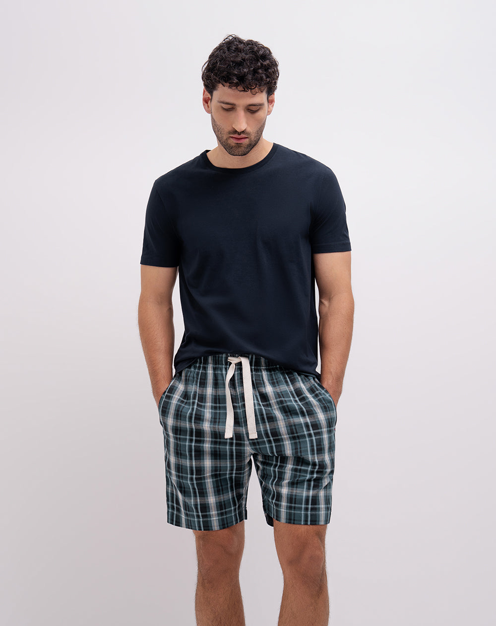 Bermuda de pijama hombre algodón cuadros