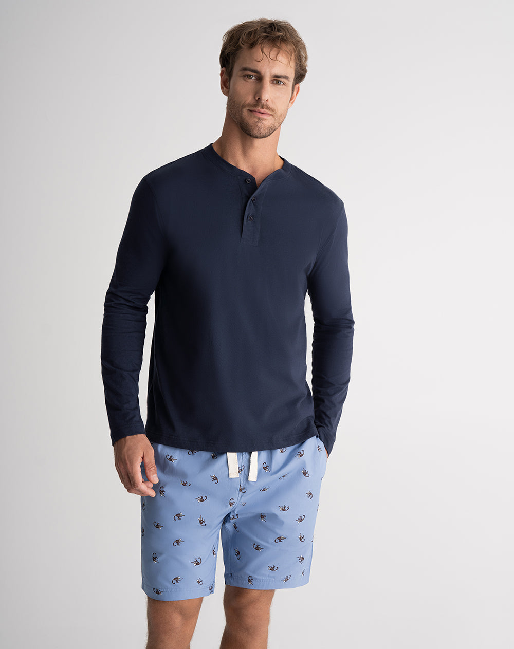 Bermuda de pijama hombre algodón estampada