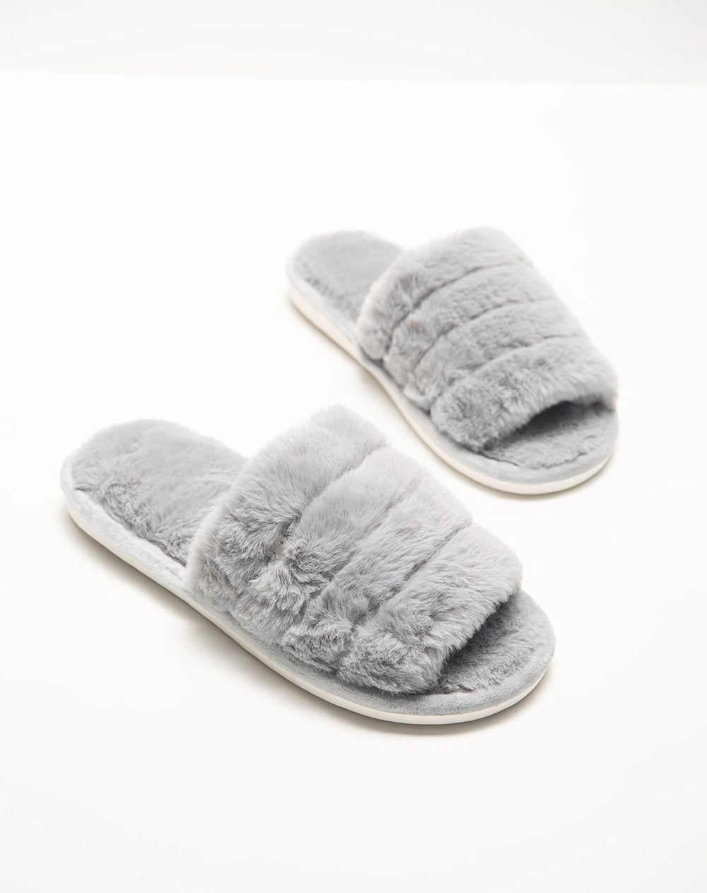 Sandalias tipo pantufla gris mujer
