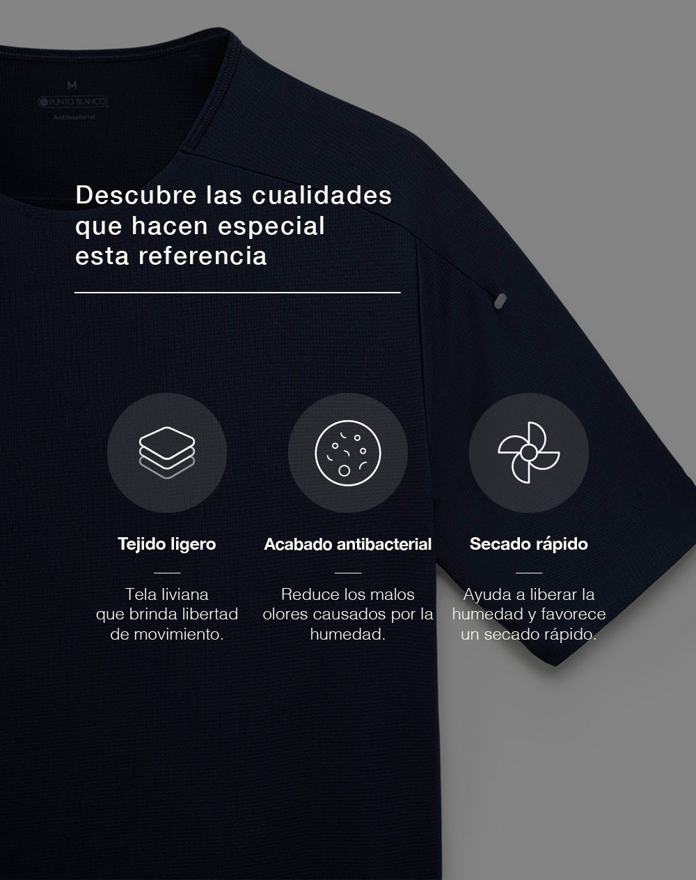 Camiseta deportiva control humedad azul hombre