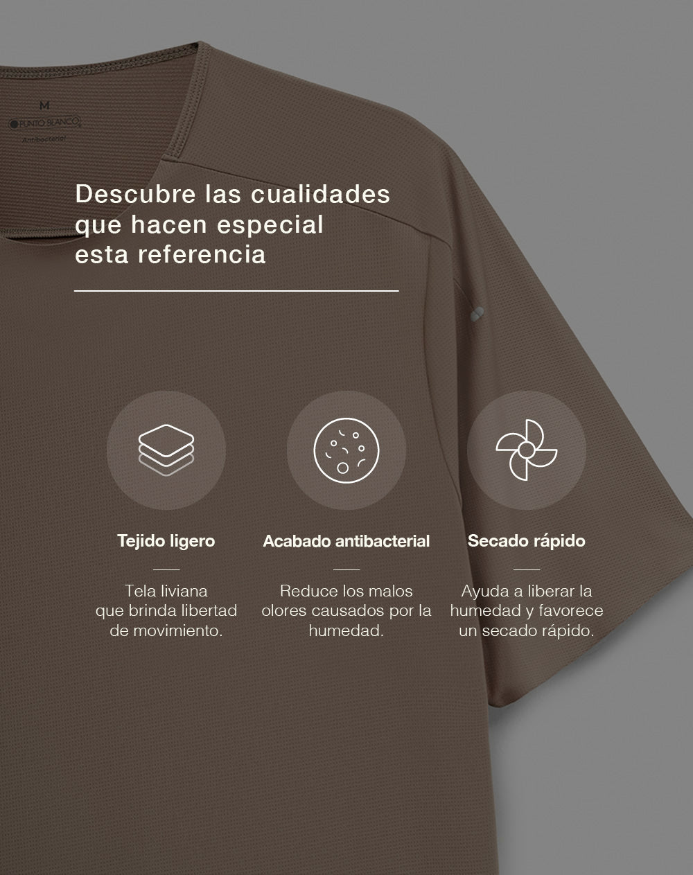 Camiseta deportiva control humedad café hombre