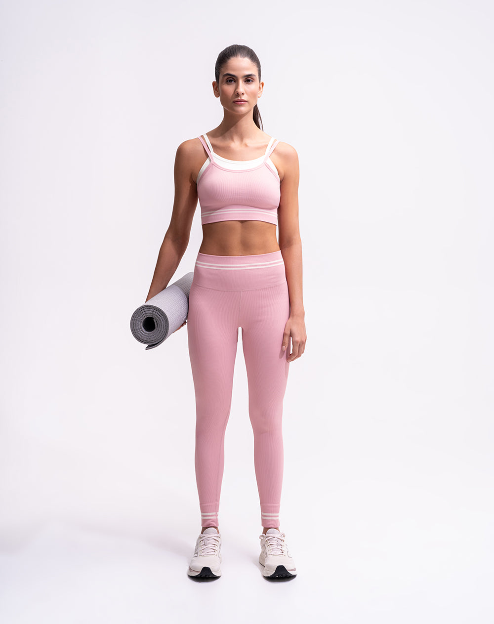 Legging deportivo seamless control abdomen rosado mujer