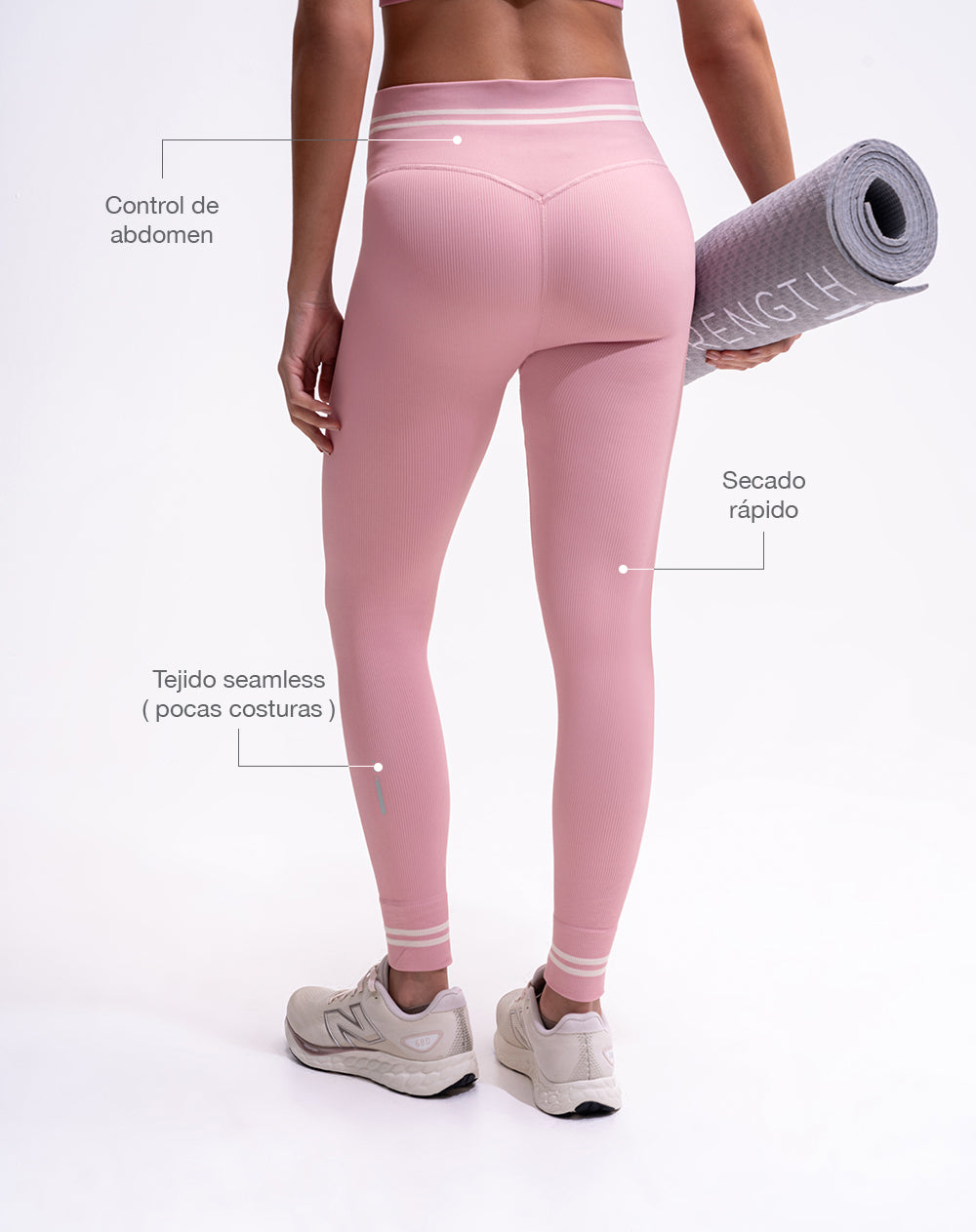 Legging deportivo seamless control abdomen rosado mujer