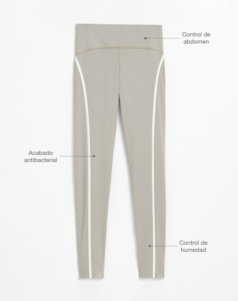 Legging deportivo control abdomen taupe mujer