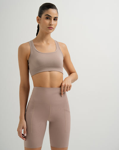 Biker deportivo tiro alto control abdomen cáfe mujer