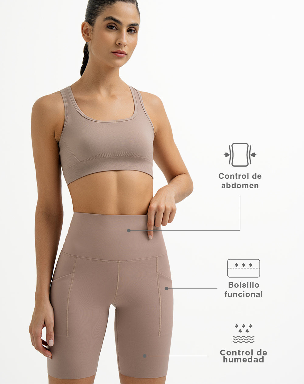 Biker deportivo control abdomen cáfe para mujer