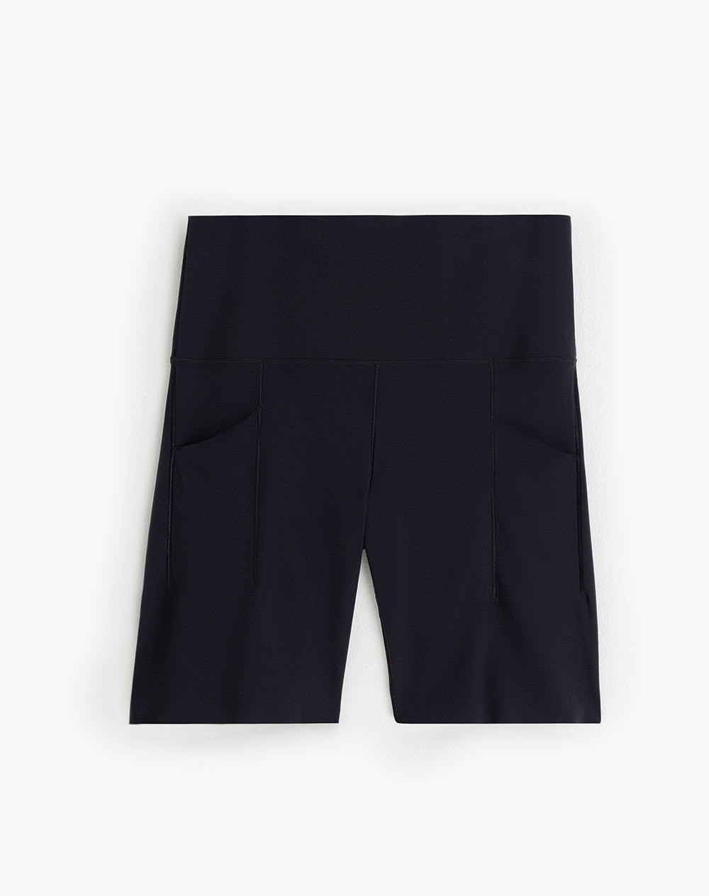 Biker deportivo tiro alto control abdomen negro mujer