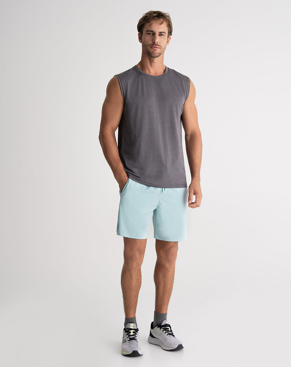 Pantaloneta deportiva secado rápido azul hombre