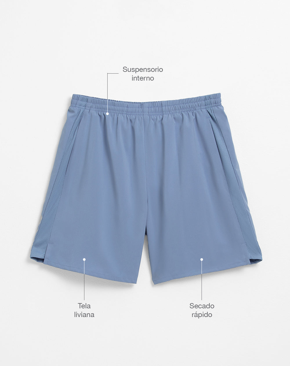 Pantaloneta deportiva secado rápido azul hombre