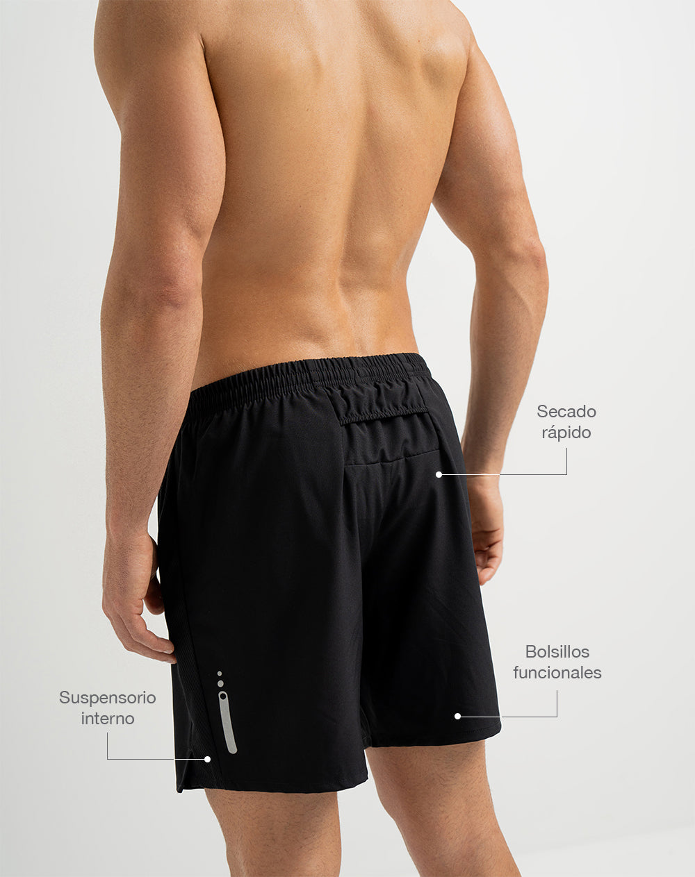 Pantaloneta deportiva secado rápido negra hombre
