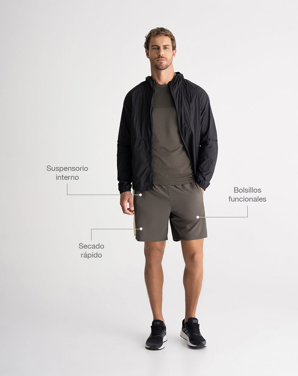 Pantaloneta deportiva secado rápido verde hombre