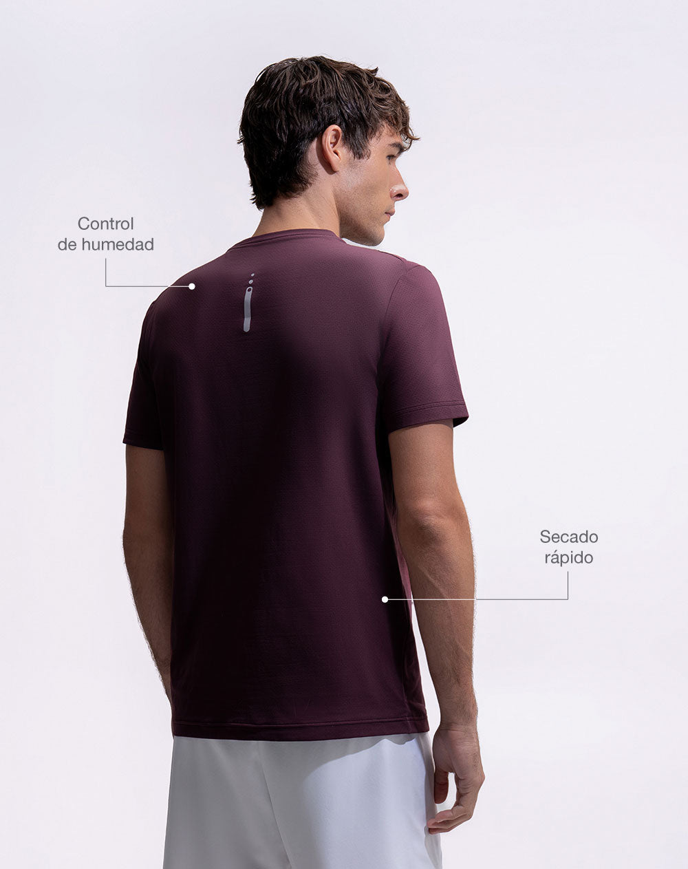 Camiseta regular manga corta vino tinto hombre
