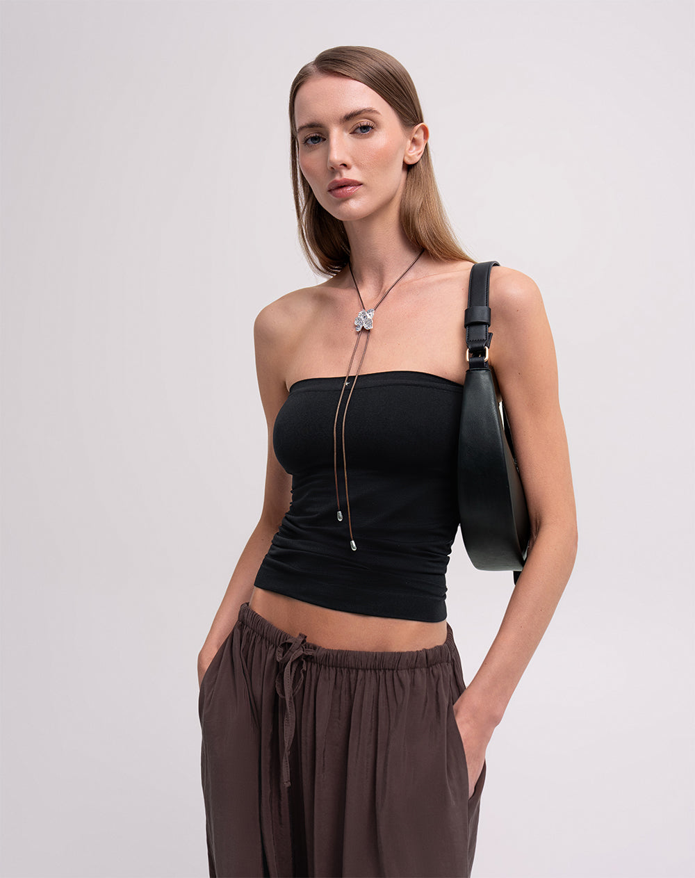 Top strapless seamless negra mujer